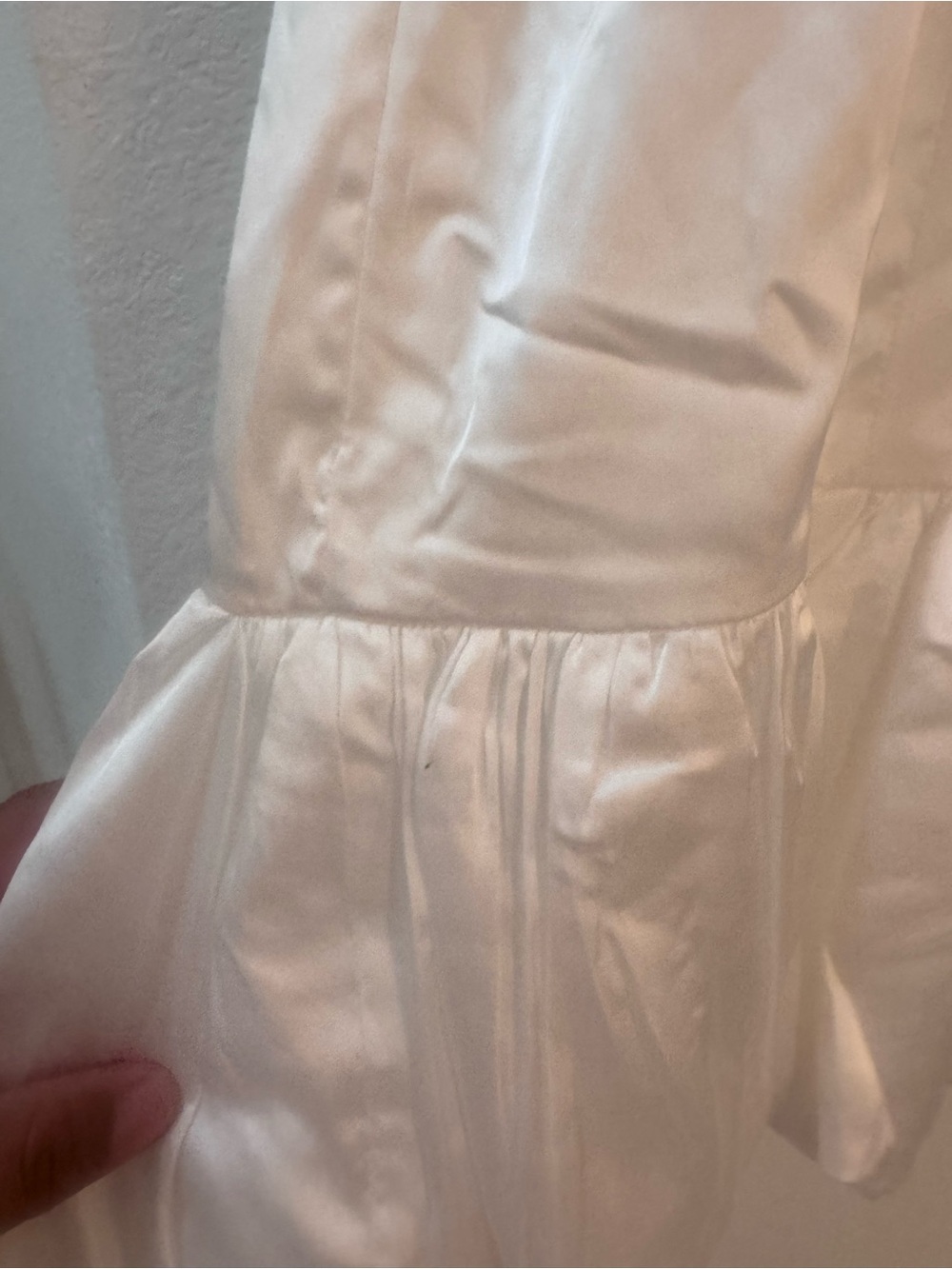Peppermayo Monroe White Satin Ruffle-Strap Mini Dress W/ Bubble Skirt Drop Waist - Picture 11 of 12